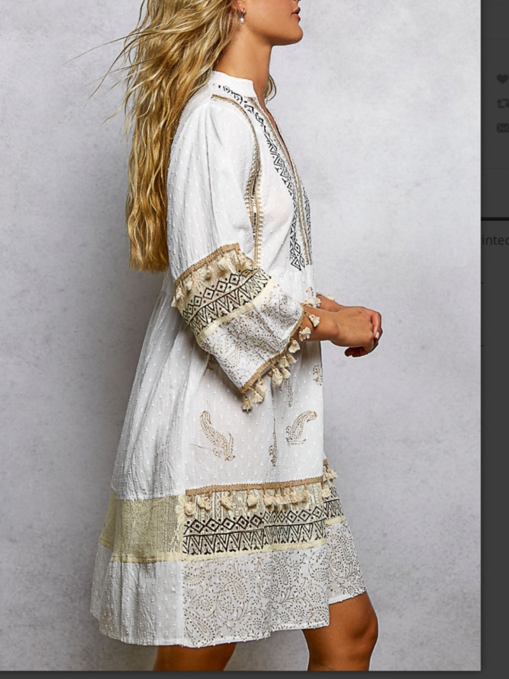 🎉 POL “ ARYN “ POL DRESS IN PAISLEY PATTERN AND TASSEL DETAIL 69 - Picture 3 of 6